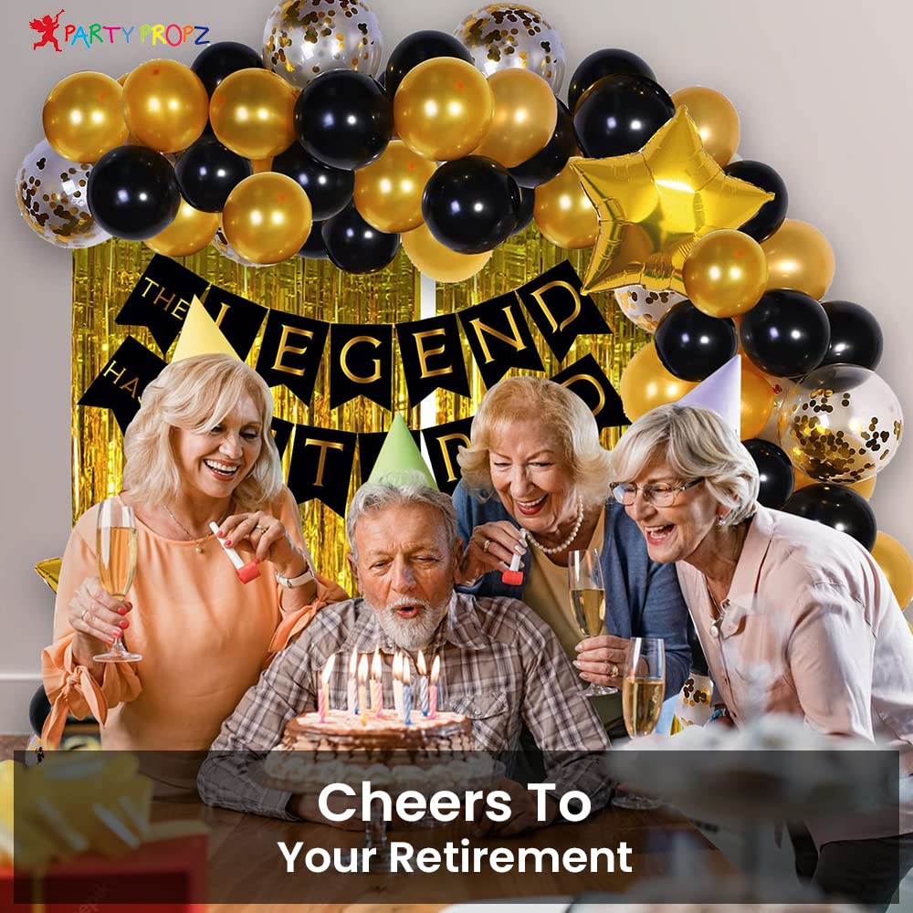 Party Propz Retirement Party Decorations - 61Pcs Happy Retirement Decoration Items | The Legend Has Retired Banner | Retirement Party Decorations for Dad ,Mom | Retirement Decoration for Men