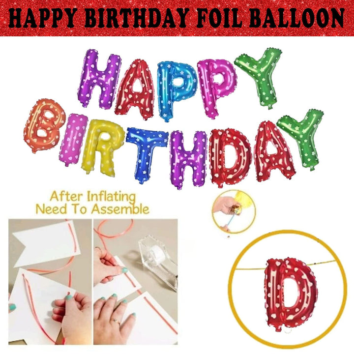 Party Propz Multicolour Birthday Decoration - Set of 33 Pcs | Happy Birthday Decorations Kit for Boys And Girls | Multicolour Balloons for Decoration | Multicolour Birthday Decorations Kit