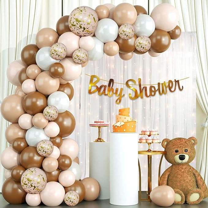 Party Propz Baby Shower Decoration Items - 44pcs Baby Shower Decorations | Mom To Be Decoration Items Set | Baby Shower Banner | With Pastel Balloons, White Net Curtains And Led Light | Mom To Be
