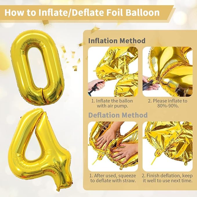 Party Propz Number 40 Foil Balloon - 32 Inch gold Foil Balloon for Birthday Decoration items | Anniversary Decoration items | Balloon Decoration | Number Balloons for Party
