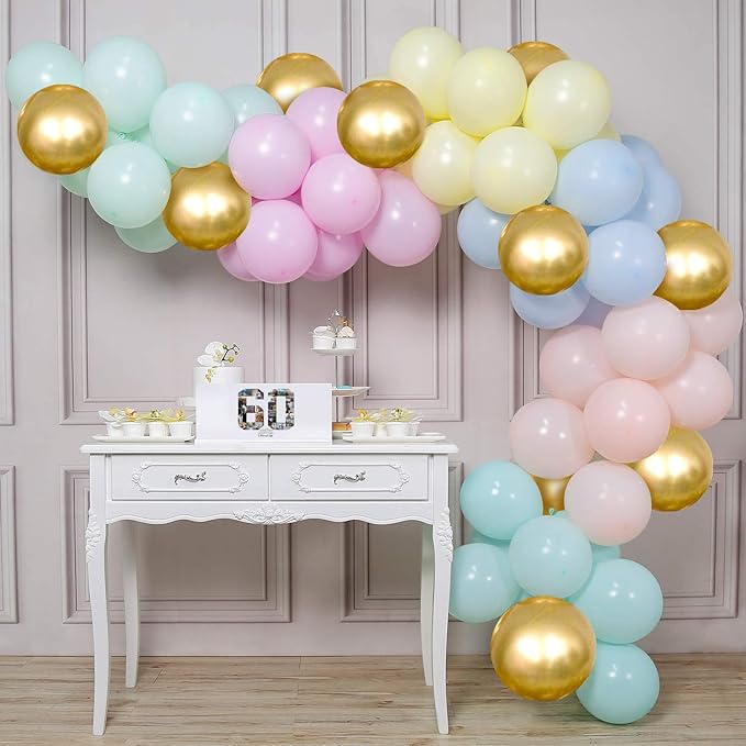 Party Propz Foil Birthday Decoration Balloon Party Decor Garland Arch Kit 135Pcs Set For Pastel Colour Happy Birthday Decorations Items/Baby Shower Decoration Items Set/Unicorn/Birthday Supplies