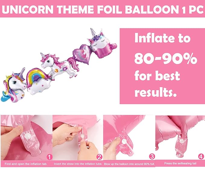 Party Propz Unicorn Theme Birthday Decorations Kit-Cute 49 Pcs|Unicorn Foil Balloons For Happy Birthday|Unicorn Birthday Decorations For Girls|Birthday Decoration For Kids,Multicolor