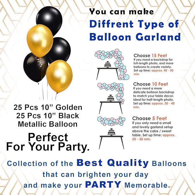 Party Propz Cardstock Birthday Decoration Items-69 Pcs,Happy Birthday Decoration|Birthday Decoration Items For Husband,Wife|Women,Men Birthday Decoration Items|Golden,Black Birthday Decorations Kit