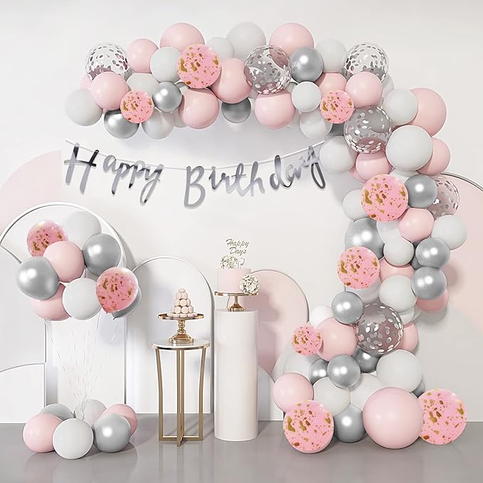 Party Propz Pink Birthday Decoration for Girls-Pack of 56 | Peach Balloons for Birthday Decoration | Birthday Decoration for Women | Birthday Decoration Items for Girls | Happy Birthday Decoration Kit