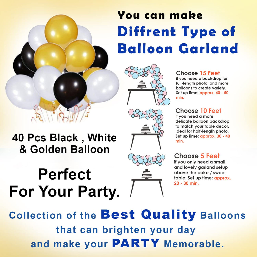 Party Propz Birthday Decoration Items - 53 Pcs, Happy Birthday Decoration Husband Wife | Golden Theme Birthday Decoration Items Boy Girl | Foil, Metallic Balloons, Curtain, Tape, Glue Dot for Decor