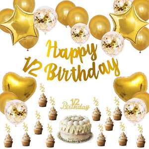 Party Propz Its My Half Birthday Decorations Set -Golden Glitter Banner (cardstock),Cake Toppers, Heart Star Baloons, Confetti Balloons, Half Birthday Decoration for Baby Boy or baby girl,1/2 Birthday