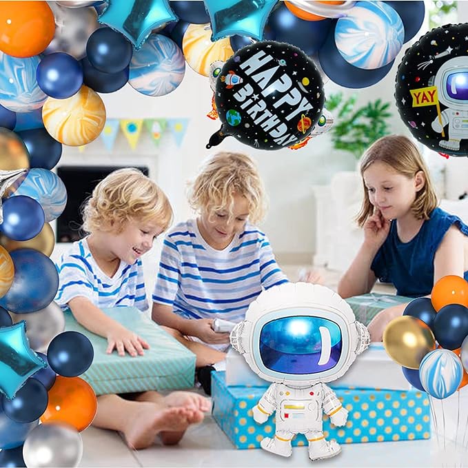 Party Propz Astronaut Space Theme Foil Mylar Balloon Set For Birthday Decoration - 5 Pcs(Multi)