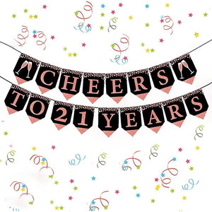 Party Propz Cheers to 21 Years Birthday Banner - 21st Happy Birthday Sign | Rose Gold Happy Birthday Banner | 21st Birthday Decorations Set | Birthday Banner for Girls | Birthday Decoration Items for Girls (Cardstock)