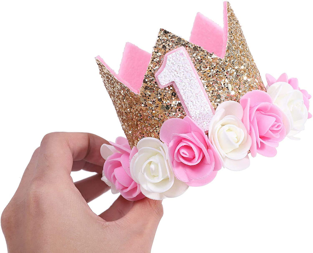 Party Propz 1st Birthday Hats for Kids- Set of 1 | Party Hats for Kids Birthday | Birthday Hats for 1st Birthday Decoration | Crown for 1 Year Baby Queen | Baby Birthday Items | Birthday Cap for Girls
