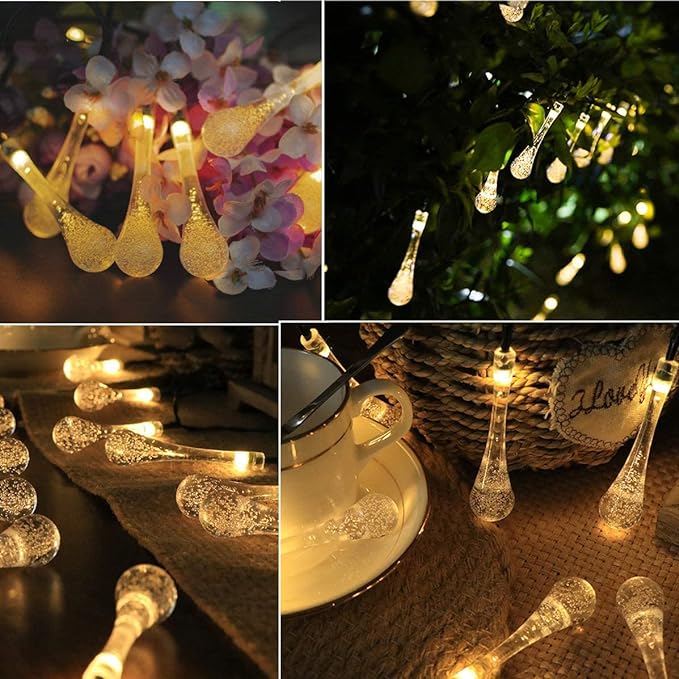 Party Propz New Year Lights for Decoration - 10 Ft, 16 Led Water Drop Lights for Home Decoration | Happy New Year LED Lights | Battery Powered Indoor Outdoor Lights | New Year Light Home Decoration