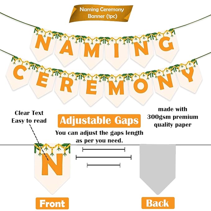 Party Propz Naming Ceremony Decoration Items - 61 Pcs Naming ceremony banner | Naming Ceremony Decoration Kit For Baby Girl | Naming Ceremony Decoration Kit For Baby Boy | Naming Ceremony Backdrop