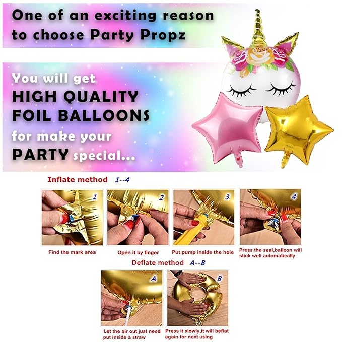 Party Propz Unicorn Birthday Decorations For Girls - 55Pcs Combo Set / Happy Birthday Decoration Kit For Girls, Unicorn Birthday Decorations, Birthday Decoration For Girls Theme