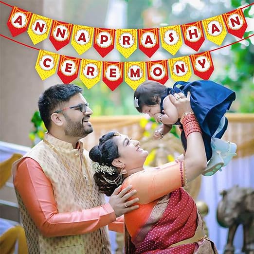 Party Propz Annaprashan Ceremony Banner- 1pc Annaprasana Decoration Backdrop | Annaprashan Ceremony Decoration | Annaprashan Banner | Annaprashan Decoration Items | Annaprasana Decoration Kit