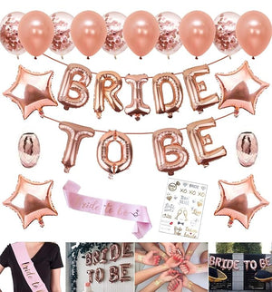 Party Propz Rose Gold Bride To Be Decoration Set Combo -26 Pcs Bachelorette Party Decorations | Bridal Shower Decorations With Bride to be Sash and Bride To Be Tattoo | Bride to be Banner (cardstock)