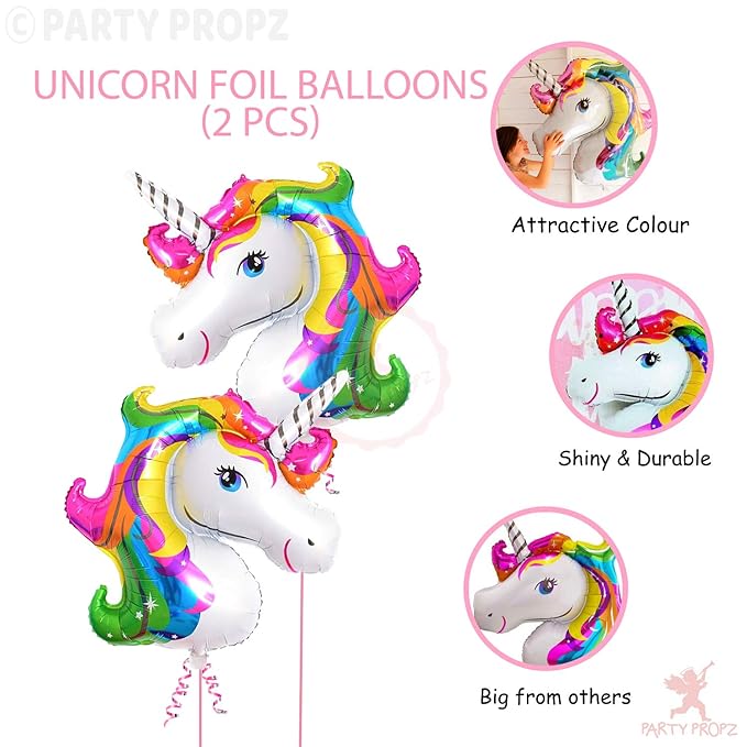 Party Propz 2Pcs Unicorn Foil balloons 43" size For Unicorn Birthday Supplies Or Unicorn Theme