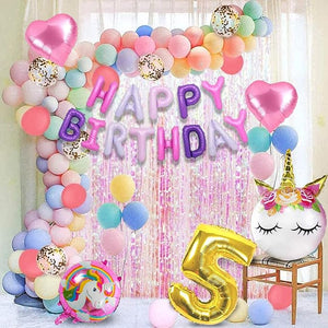 Party Propz Rubber Unicorn Theme Birthday Decorations Items Combo Set 50Pcs Kit For Happy Birthday Decoration Kit For Girls/Unicorn Birthday Decorations/Baby Birthday Decoration Items 5 Y,Multicolor