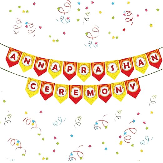 Party Propz Annaprashan Ceremony Banner- 1pc Annaprasana Decoration Backdrop | Annaprashan Ceremony Decoration | Annaprashan Banner | Annaprashan Decoration Items | Annaprasana Decoration Kit