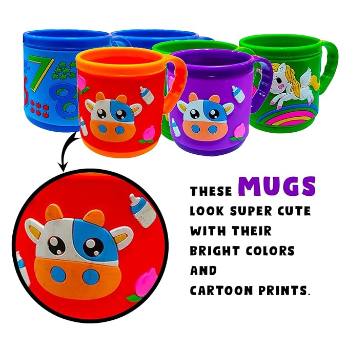 Party Propz Cartoon Cups Return Gifts for Kids - 5Pcs Kids Cups for Milk | Milk Mugs for Kids | Birthday Return Gifts for Kids | Best Birthday Return Gifts