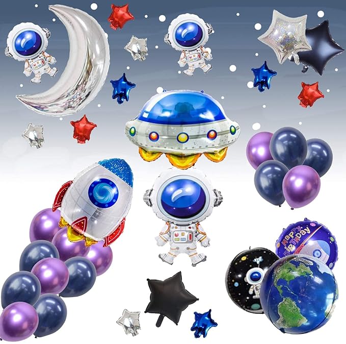 Party Propz Space Theme Birthday Decoration -36Pcs Kit- Space Theme Decoration, Galaxy Theme Birthday Decoration, Theme Birthday Party Decorations for Boys, Birthday Theme Decoration for Boys