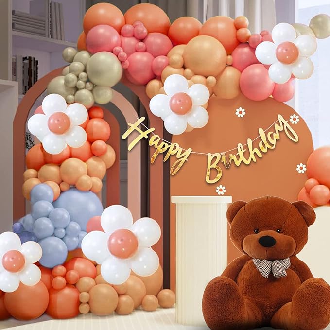 Party Propz Rubber Pastel Birthday Decoration Items-66 Pcs Birthday Balloons For Birthday Decoration|Pastel Colour Balloons|Golden Happy Birthday Banner|Brown Theme Birthday Decoration For Boys