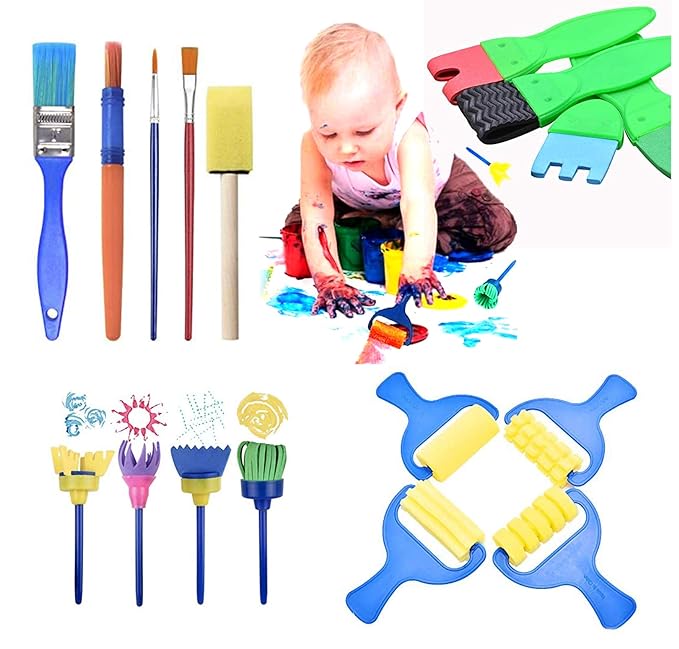 Party Propz Paint Brushes Set for Toddler Kids Early Learning Toys Paints sponges Crafts Materials/Art Supplies/Watercolor Painting/Artist Kit/3 4 5 6 7 8 Years Gifts nontoxic-100% Baby SafeWashable