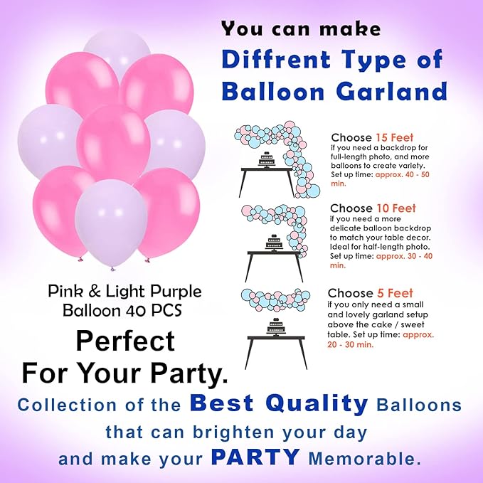 Party Propz Bts Birthday Decoration-52 Pcs,Birthday Decoration Items For Girls|Happy Birthday Decorations For Girls|Pink,Purple Metallic Balloons For Decoration With Cake Topper,Banner(Cardstock)