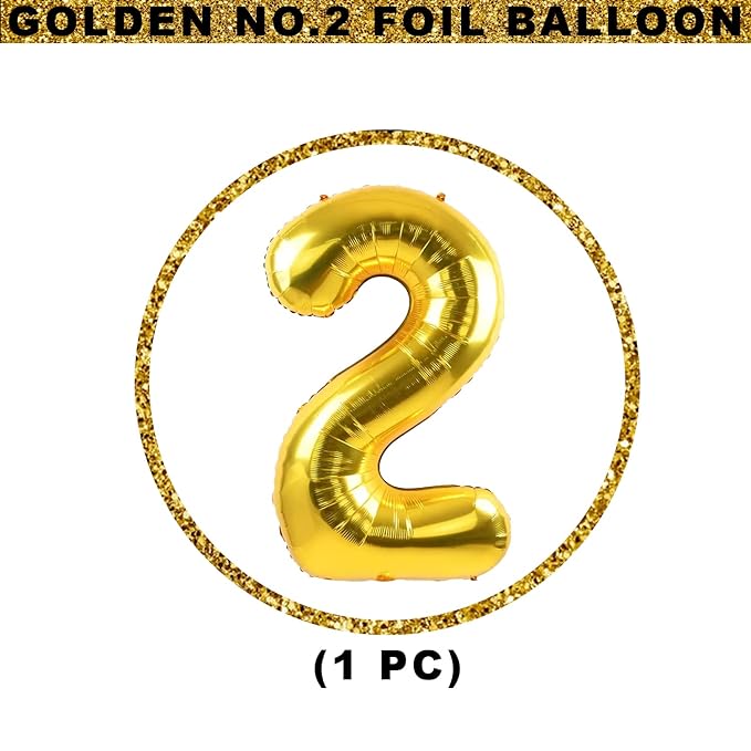 Party Propz Number 2 Foil Balloon - 32 Inch gold Foil Balloon for Birthday Decoration items | Anniversary Decoration items | Balloon Decoration | Number Balloons for Party