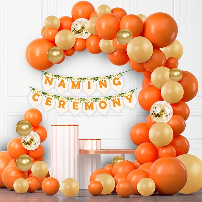 Party Propz Naming/Baptism Ceremony Decoration Kit - 58 Pcs Naming Ceremony Name Reveal Board|Naming Ceremony Banner|Confetti Balloons For Decoration|Pastel Balloons|Golden Balloons For Decoration