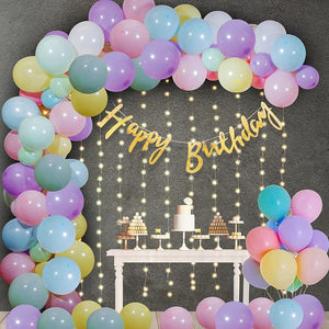 Party Propz Rubber Pastel Balloons For Birthday Combo Kit With Fairy Light- 44Pcs Pastel Colour Balloon For Birthday/Hydrogen Balloons For Birthday/Candy Balloons/Candyland-Balloons & Curtains