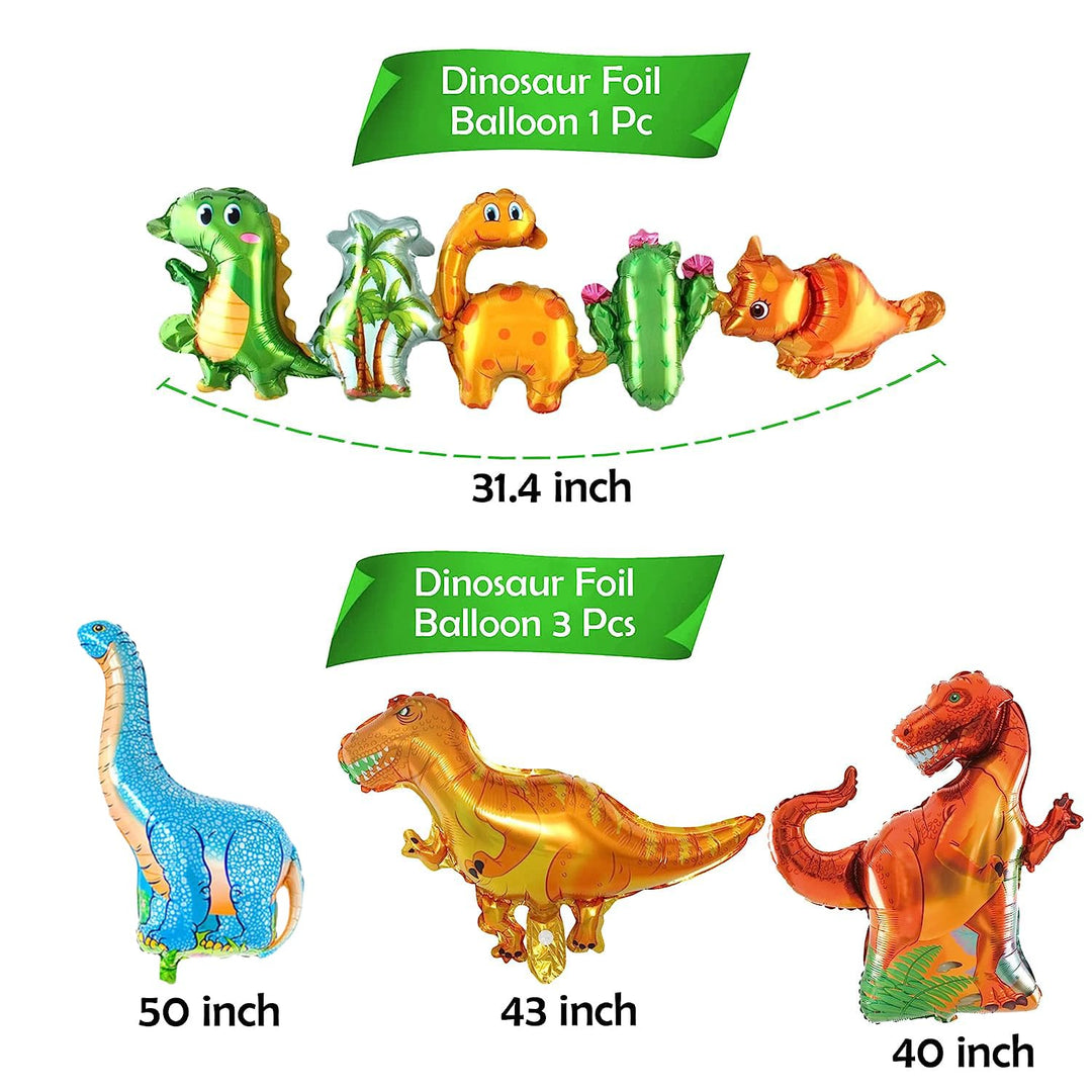 Party Propz Dinosaur Theme Birthday Decorations - 59 Pcs Dinosaur Birthday Decoration Items | Dinosaur Balloons For Birthday | Foil Balloons For Birthday | Dinosaur Foil Balloons For Kids, Multicolor