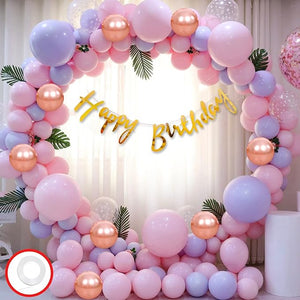 Party Propz Pink Birthday Decoration Items Combo Set For Girls Kids- Happy Birthday Foil Banner (cardstock), Metallic Balloons With Net For Birthday Decorations Celebrations - 40Pcs