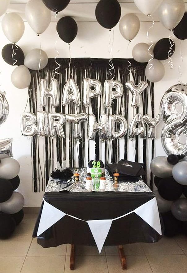 Party Propz Black Foil Curtain Pack Of 3 For Birthday, Anniversary, Marriage, Bachelorette, Halloween Decoration