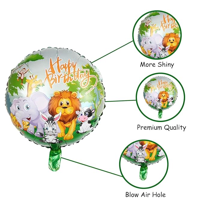 Party Propz Happy Birthday Foil Balloon-Set Of 5 Animal Foil Balloons|Balloon Decoration For Birthday|Cow Foil Balloon|Jungle Theme Balloons For Decoration| Happy Birthday Decoration Kit||Multicolor