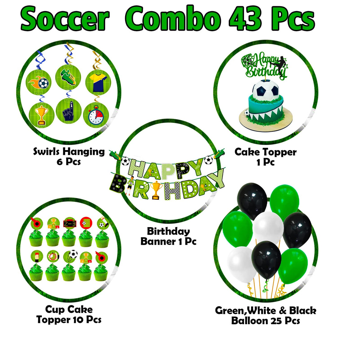 Party Propz Football Theme Birthday Decoration - 43Pcs Happy Birthday Decoration Items for Boy | Soccer Theme Birthday Decoration Items | Football Balloons for Decoration | Kids Birthday Decorations