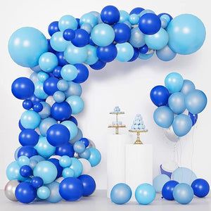 Party Propz Light & Dark Blue Metallic Balloons Combo - 50Pcs Metallic Balloons with Ribbons