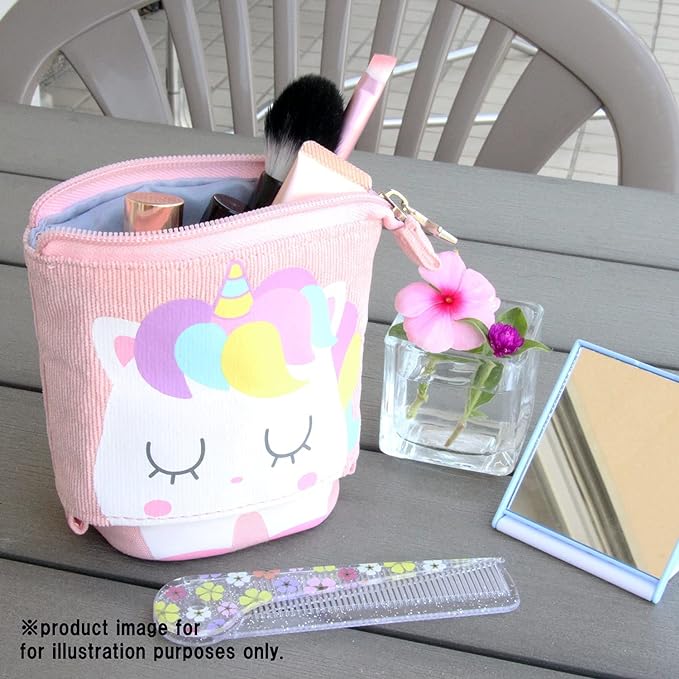 Party Propz Pink Unicorn Pouch For Girls - large capacity pencil Pouches For Stationary | Standing Pencil Pouch For College Students | Aesthetic Pouch for Girls Stylish | Japanese Stationery Pen Pouch