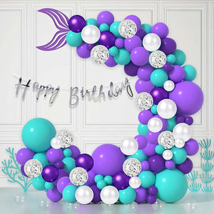 Party Propz Mermaid Theme Birthday Decorations-Cute 72 Pcs Birthday Decoration Items For Girl|Mermaid Balloons For Birthday Decoration|Birthday Decoration For Kids|Happy Birthday Decoration Kit