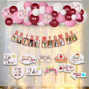 Party Propz Bride To Be Decoration Set Combo - 77 Pcs Bachelorette Party Decorations | Bride To Be Props | Bachelorette Party Props | Bridal Shower Decorations | Bride To Be Photo Banner (Cardstock)