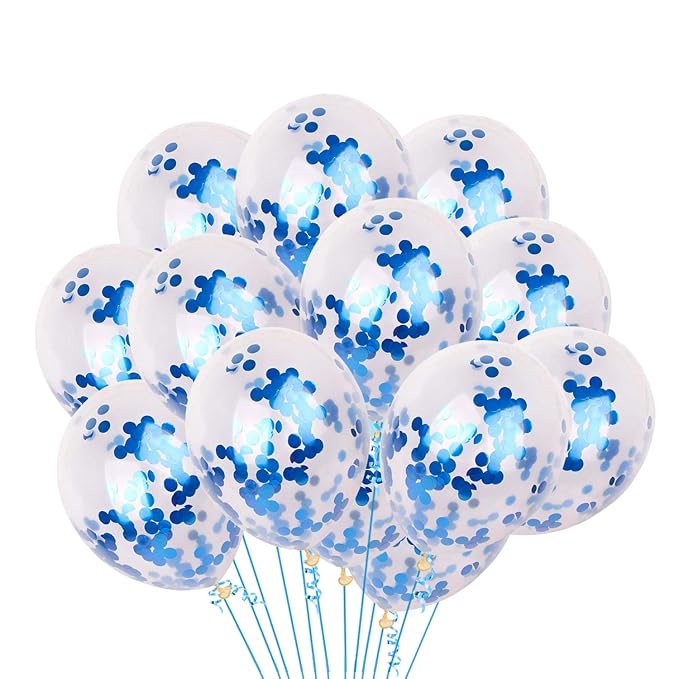 Party Propz Rubber Blue Confetti Balloon - 30Pcs Blue Glitter Balloons For Decoration Kids, Adults|Confetti Balloons For Birthday, Anniversary, Bride To Be|Blue Sparkle Party Balloons for Decoration