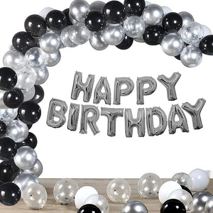 Party Propz Black And White Birthday Decoration Combo For 30Th, 40Th, 50Th, 60Th Birthday Rubber Balloons Banner Garland Arch Kit Decorations Set - 51 Pieces