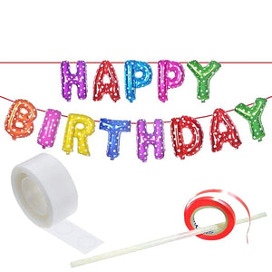 Party Propz set of 2 Pcs Combo multi color happy birthday Foil banner with Glue dot for Birthday decoration/Happy birthday decoration