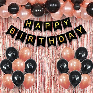 Party Propz Rose Gold Birthday Decoration Set For Birthday Decorations Party, Birthday Celebration Kit, Set For Girls Women Mom - Balloons, Banner (cardstock), Foil Curtain, Foil Balloon - 34Pcs