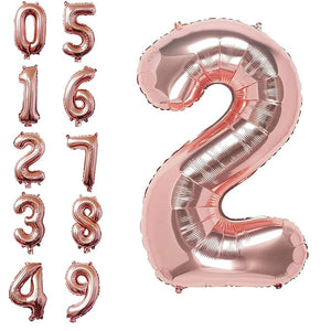 Party Propz Foil Balloon Number 2, Rose gold Number Foil Balloon - 32 Inch Foil Balloon / 2 Balloon Number Foil Rose gold for Kids 2nd Birthday Decoration Items, Anniversary Decoration