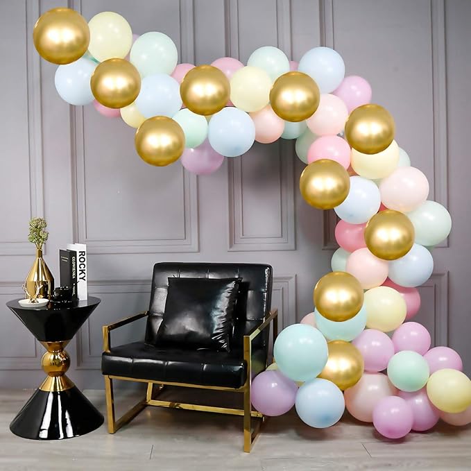 Party Propz Foil Birthday Decoration Balloon Party Decor Garland Arch Kit 135Pcs Set For Pastel Colour Happy Birthday Decorations Items/Baby Shower Decoration Items Set/Unicorn/Birthday Supplies