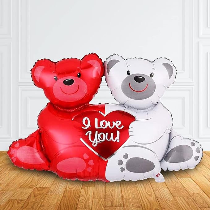 Party Propz Teddy Bear Theme Birthday Decorations -Set of 1 I Love You Foil Balloons | Anniversary Decoration Items | Love Teddy Foil Balloons | Birthday Decoration Items | Anniversary Balloons