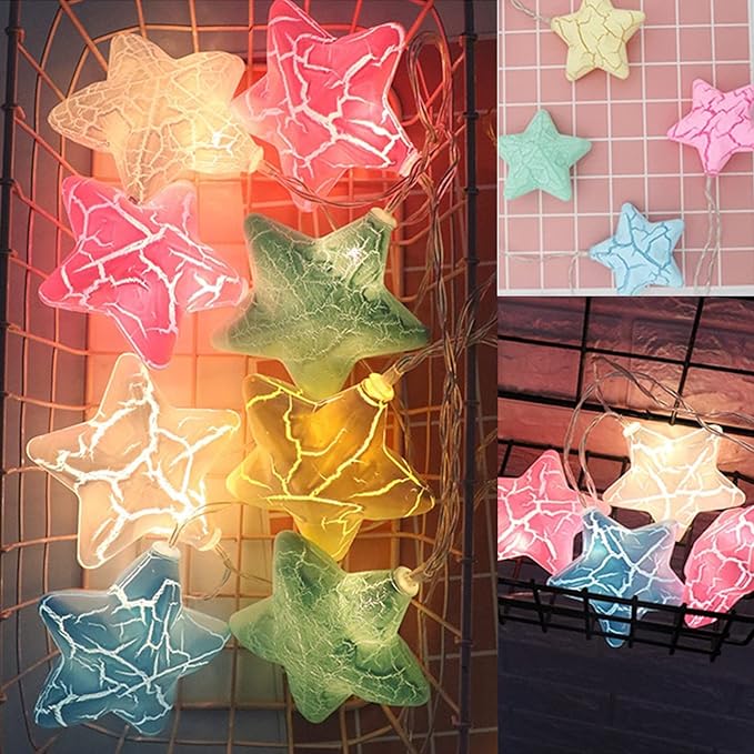 Party Propz Crack Pastel Star String Light for Decoration/Christmas Star LED Light Decor for Balcony, Bathroom, Garden, Tree, Outdoor Patio, Decorative Hanging Led Lights for The Festive Season