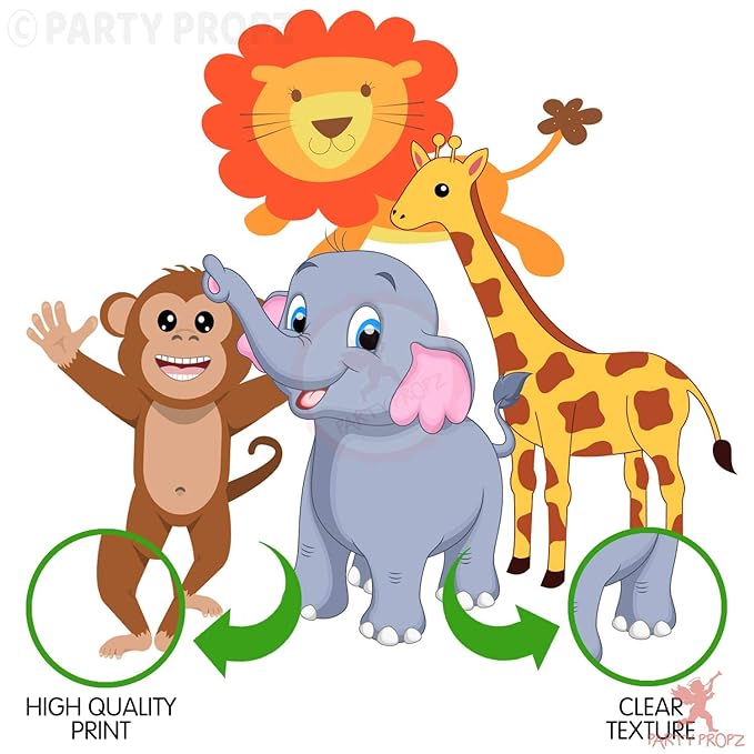 Party Propz Jungle Cardstock Cutout 10PCs/Animal Theme Birthday Party Supplies/Barnyard Theme/Jungle Birthday Decoration