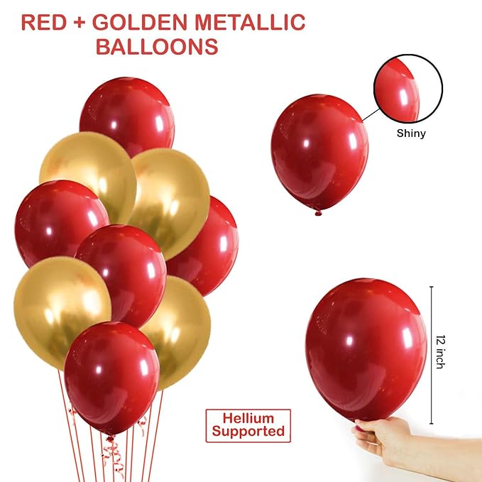 Party Propz Foil I Love You Balloons For Decoration - Pack of 47Pcs Happy Anniversary Decoration Items | Birthday Balloons | Red & Gold Balloons For Decoration | Birthday Decoration Items