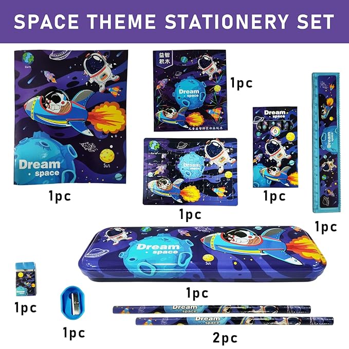 Party Propz Space Stationary Kit for Boys - 10 in 1 Astronaut Stationary Kit for Kids | Return Gifts for Kids | Stationery Items for Boys | Pencil Eraser Sharpener Combo Pack | School Kit for Boys