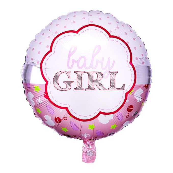 Party Propz Rubber Girls First Birthday Balloons Decorations Items Combo 5pcs for Baby Girl 1st Bday Decor/1st Birth Day Party Decor, Photo Booth Backdrop Decoration Materials - Pink, White